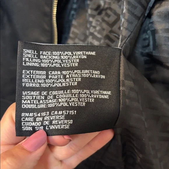 GUESS Black Leather Jacket with Gold Accents - Picture 4 of 5